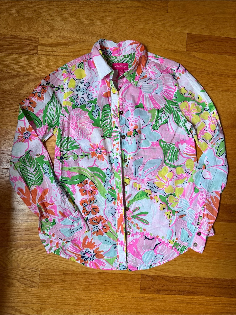 Lilly Pulitzer for Target Floral Button-Down Shirt - Pink, Green, Yellow, Orange